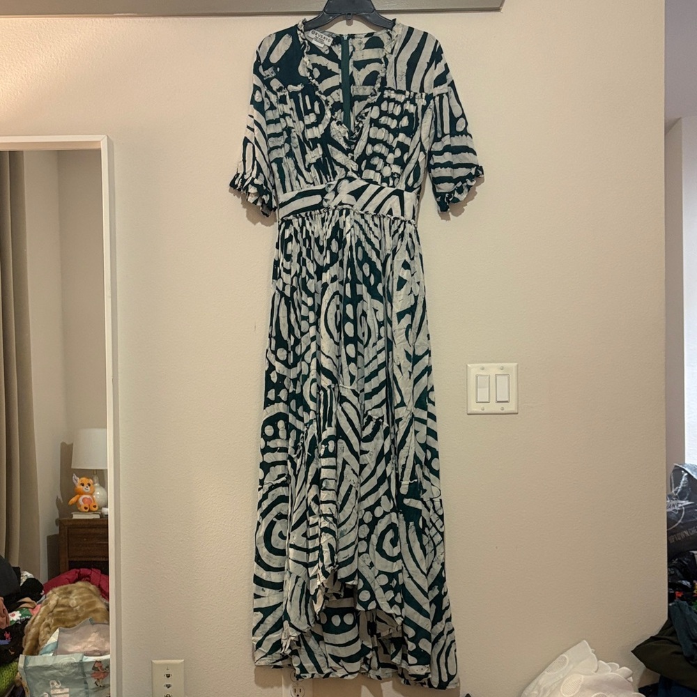 Busayo Tomi V Neck High Low Maxi Dress SZ S EUC - Picture 2 of 5